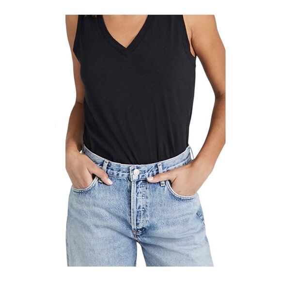 Madewell Black “Whisper” Sleeveless Vneck T-shirt - Picture 1 of 9